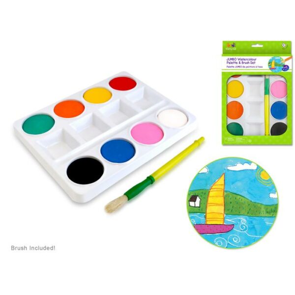 Jumbo Watercolor Paint Palette Set With Brush