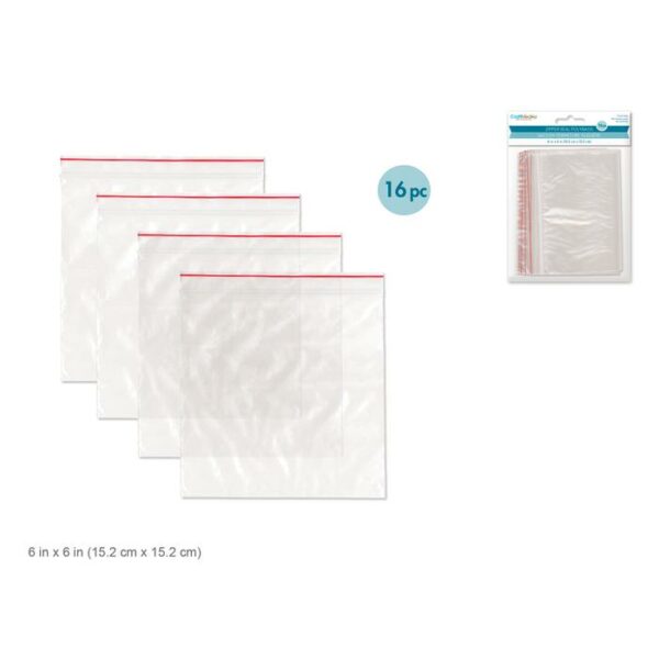 Zipper-Seal Polybags 6"x6" 16 Pieces