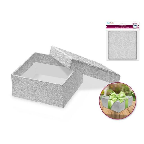 Heavy Duty Paper Box Silver Shimmer 4.3x4.3"x1.75"