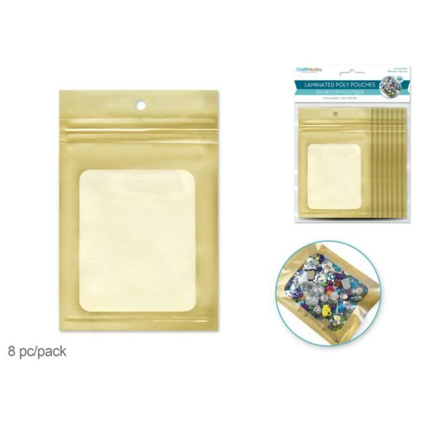 Gold Zipper-Seal Lamited Poly Pouches 4.1"x6.4"