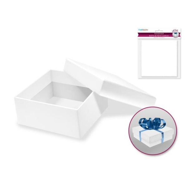 Heavy Duty Paper Box White Shimmer 4.3"x4.3"x1.75"