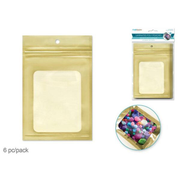 Gold Zipper-Seal Lamited Poly Pouches 4.7"x6.7"
