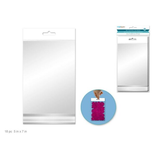 Bottom-Seal Opp Polybag 5"x7 18 Piece White Header