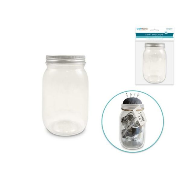 5.5"x17.5cm (400ml) Plastic Mason Jar With Top