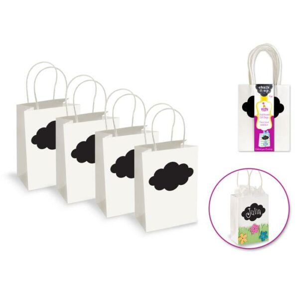 4.5"x5.5"x2.5" White Chalkboard Gift Bags