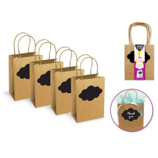 4.5"x5.5"x2.5" Kraft Chalkboard Gift  Bags 4 Piece