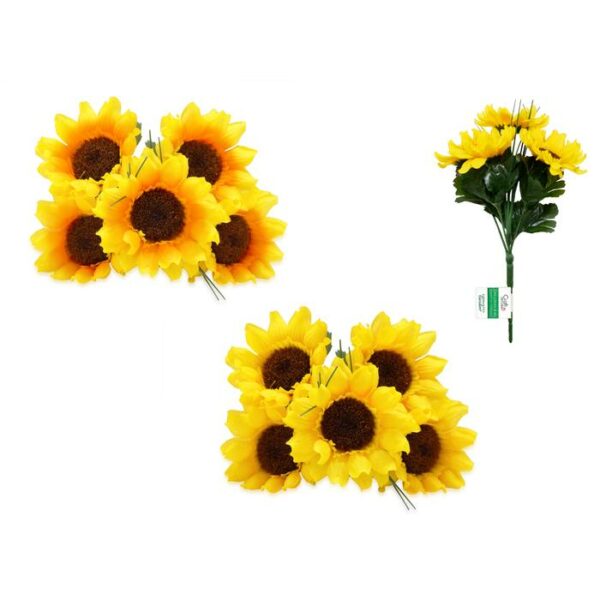 10" Sunflower Bush x5 With Grass Assorted