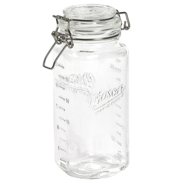 22.Oz Mini Square Jar Clear Blk 650ml