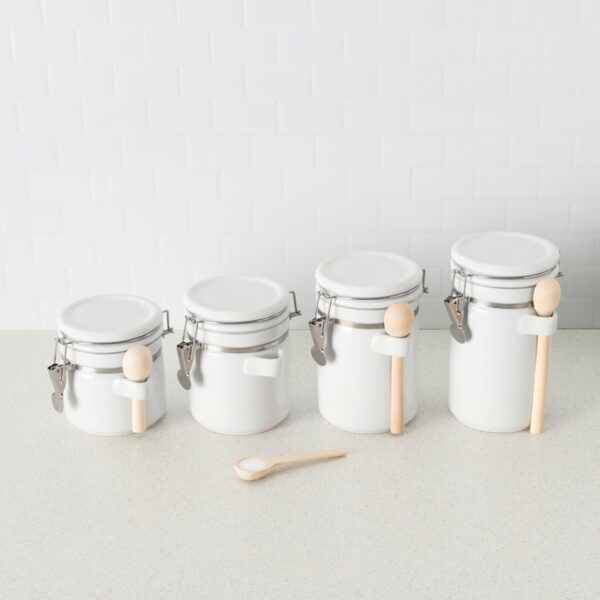4 Pieces Ceramic Canister Set With Spoiler
