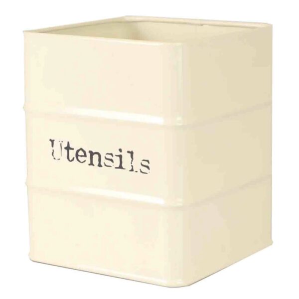 Tin Utensil Holder Ivory