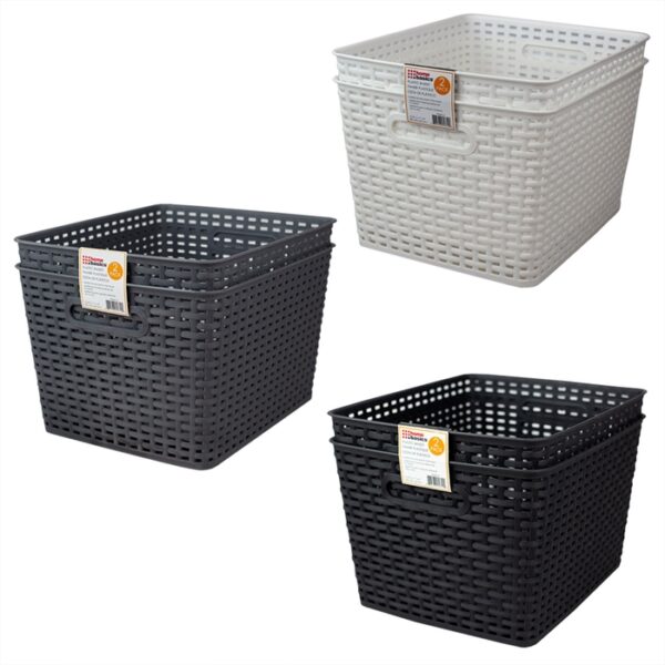 2 Pieces Plastic Basket Sets Assorted
