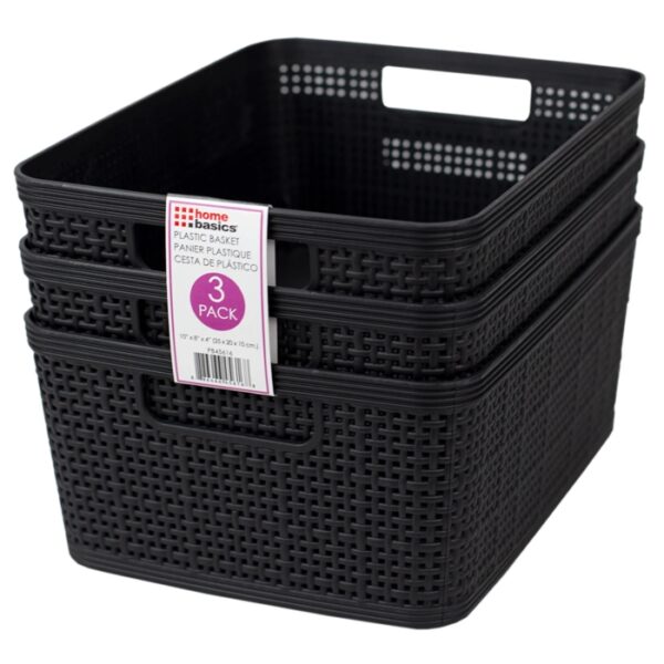 3 Pieces Plastic Basket Set