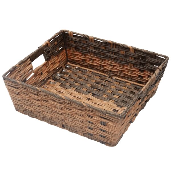 Faux Rattan Tote Coffee Large