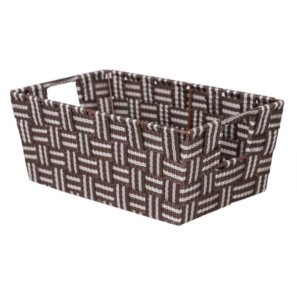 Woven Strap Bin Small Brown Stripe