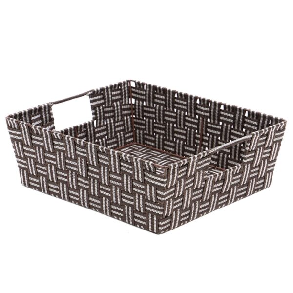Woven Strap Bin Large Brown Stripe