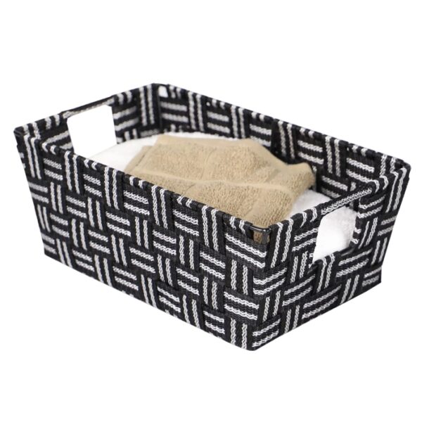 Woven Strap Bin Small Black Stripe