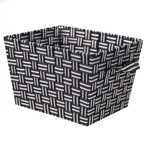 Woven Strap Bin Medium Black Stripe