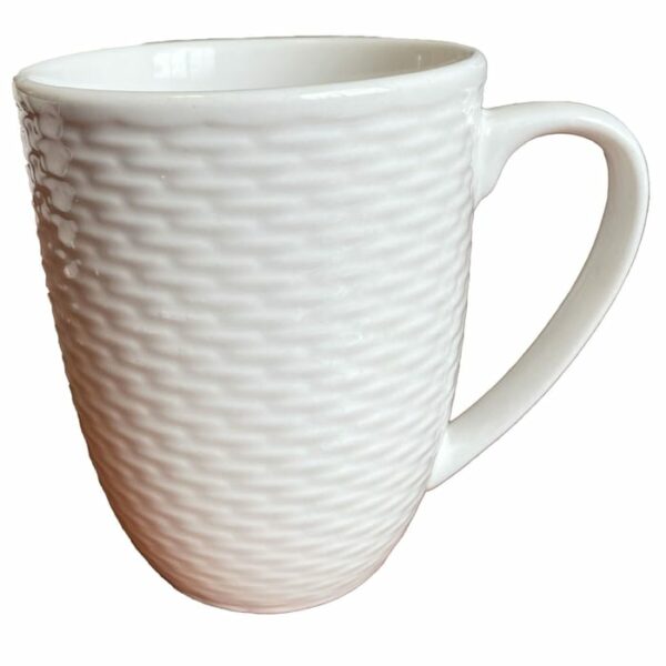 Set Of 4 Ceramic Mugs White 13.Oz