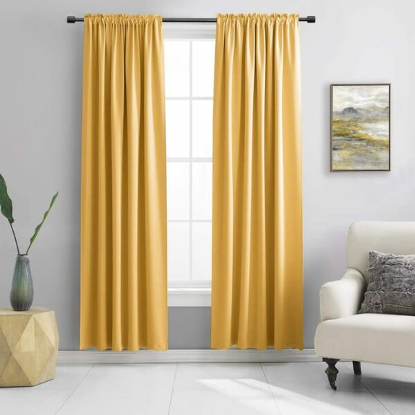 Apollo Lines Blackout Curtain Yellow 52x90 In