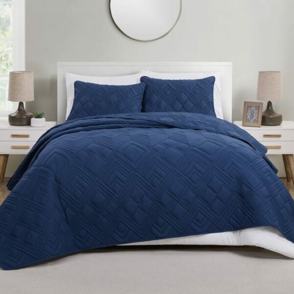Trex 3 Piece King Quilt Set Blue