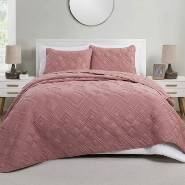 Trex 3 Piece King Quilt Set Mauve