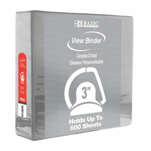 3'' Grey Slant-D Ring View Binder With 2 Pockets