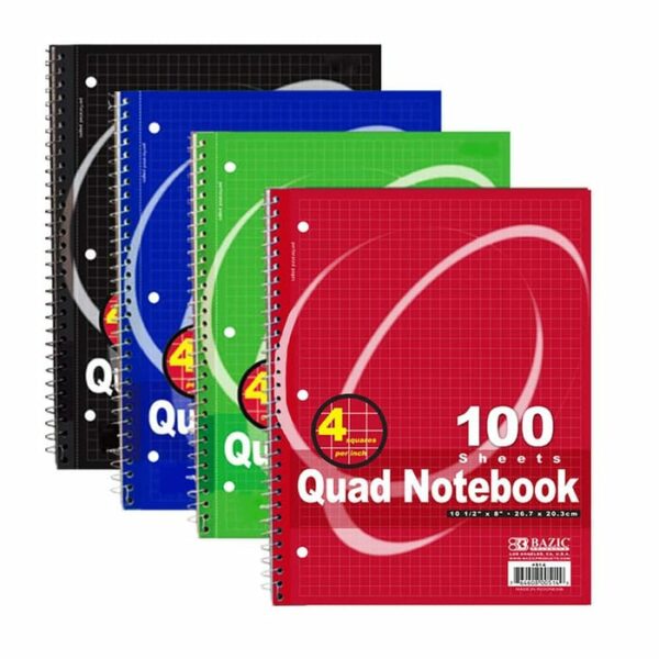 100 Count Quad-Ruled 4-1'' Spiral Notebook