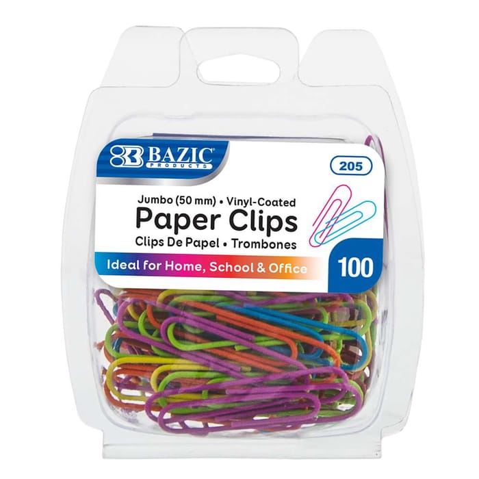 Jumbo Color Paper Clipps 50mm 100 Pack