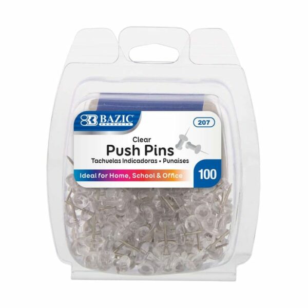 Clear Transparent Push Pins 100 Pack