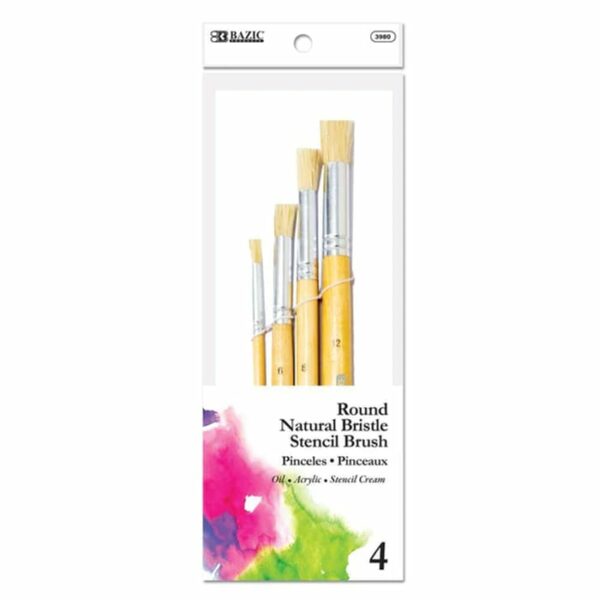 Round Natural Bristle Stencil Brush 4 Pack