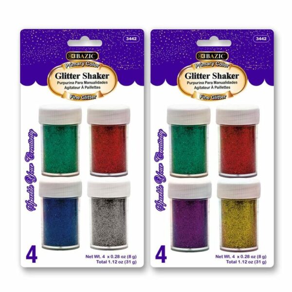 4 Primary Color Glitter Shaker 0.28 Oz