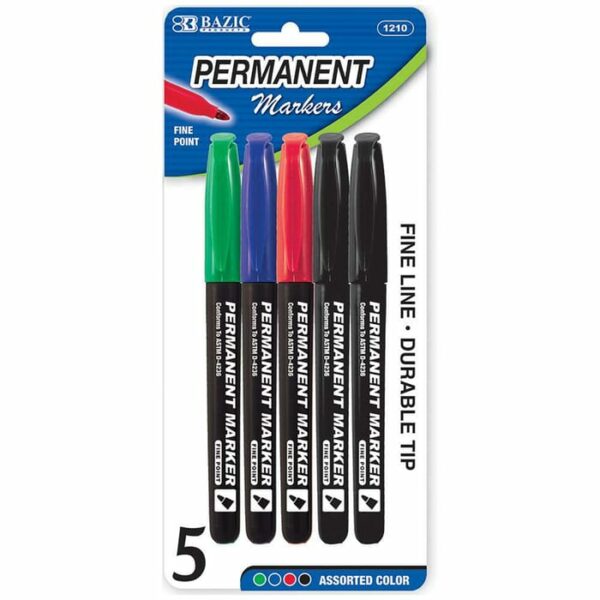 Assorted Fine Tip Permanent Marker W/Pocket Clip