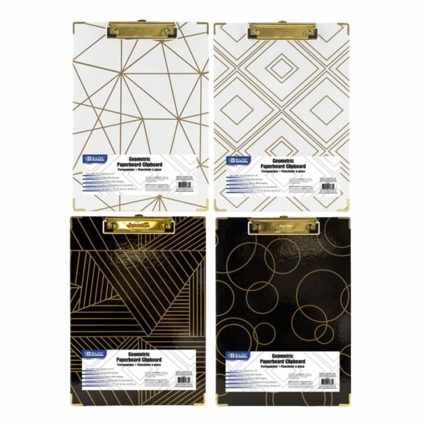 8"x12" Geometric Paperboard Clipboard With Gold