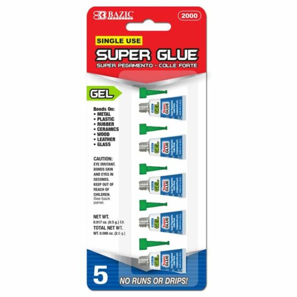 0.017 Oz Super Glue Gel 5 Pack