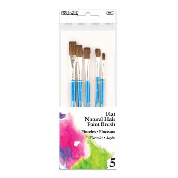Flat Natural Hair Paint Brush 5 Pack