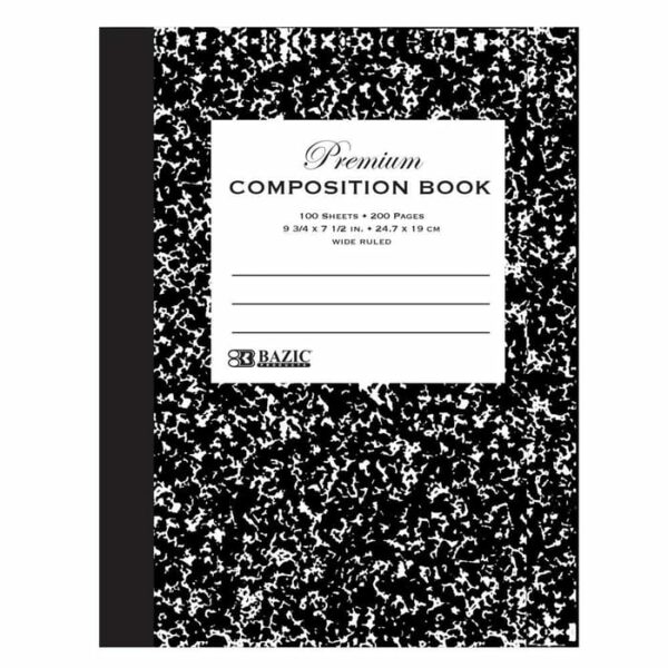 100 Count premium Black Marble Composition Book