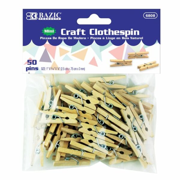 Mini Natural Clothes Pin 50 Pack