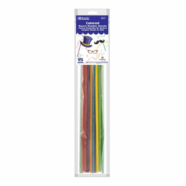 3/16"x12" Round Multi-Colored Woden Dowel
