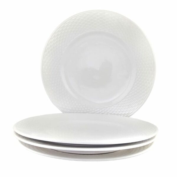 10.2" Ceramic Round Dinner Plate White 4 Pack