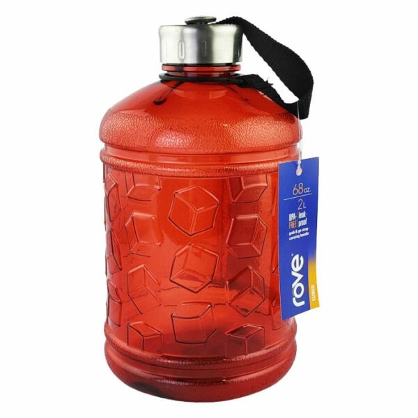 2 Liter Single Wall Red Water Bottle 68.Oz