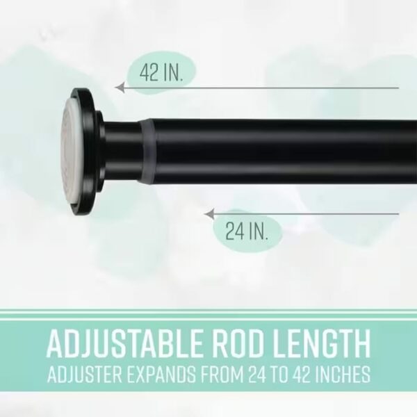 Decoration Tension Curtain Rod 42"x74" Matte Black