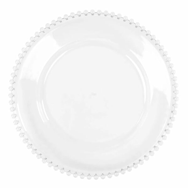 Glass Charge Plate Clear Beaded