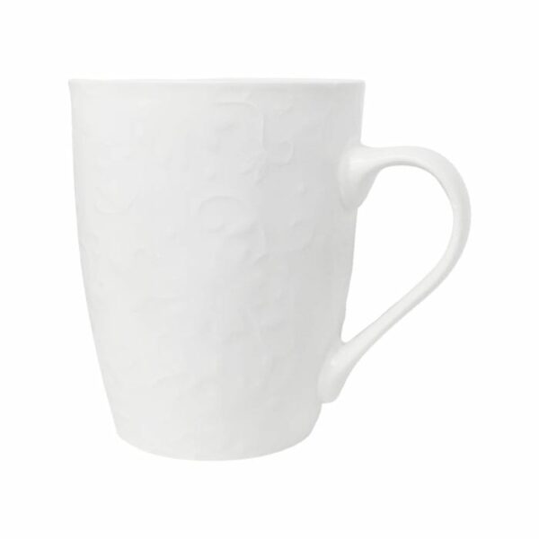 White Embossed Floral Design Ceramic Mug