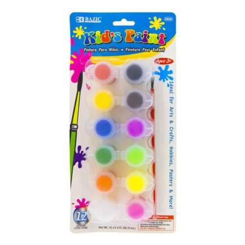 0.17 Oz 12 Color Kid's Paint With Brush
