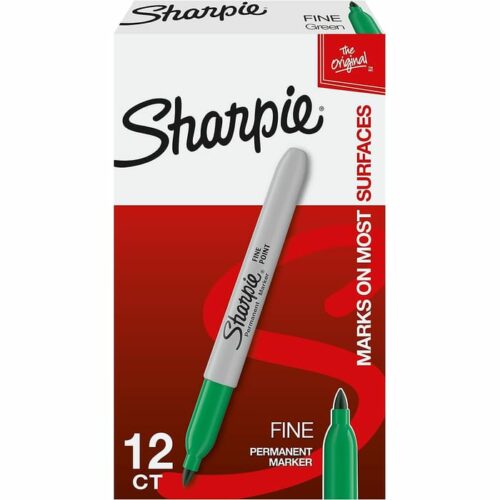 Sharpie Permanent Marker Fine Point Green 12 Count
