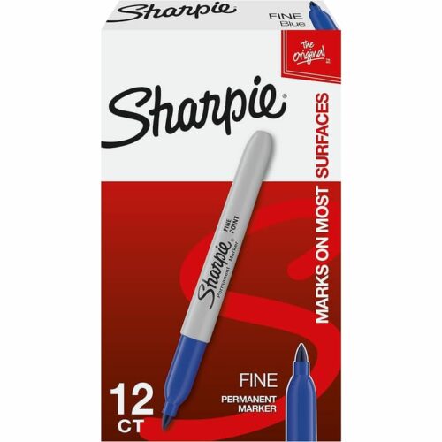 Sharpie Permanent Marker Fine Point Blue 12 Count