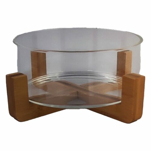 Glass Salad Bowl With Wooden 13x 4.5 CM