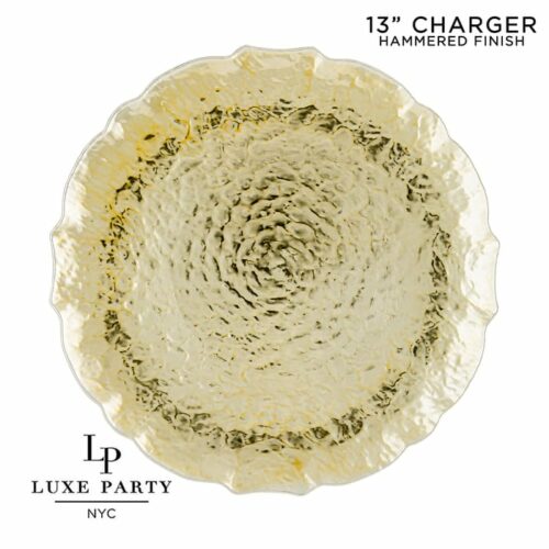 13" Gold Hammered look Round Charger