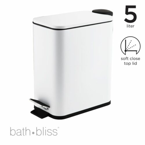 5L Slim Rectangular Pedal Bin With Soft Close Lid