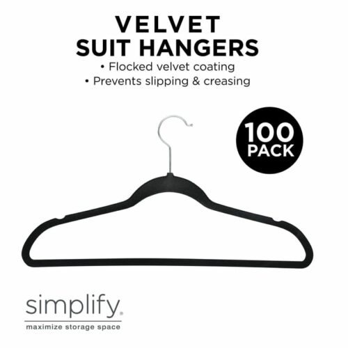 100PK Velvet Suit Hangers Black (KIT)